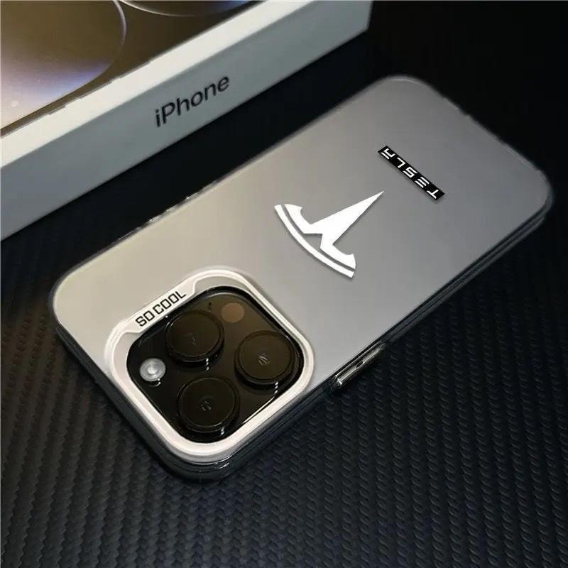 

Sports Super Cool Car Tesla Logo Phone Case for iPhone 16 Pro 11 12 Mini 13 14 Pro 15 Pro Max 7 8 Plus XR XS MAX for iPhone 11 Pro сірий