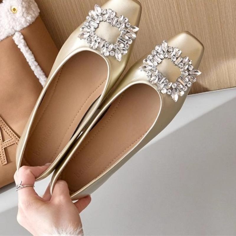Fashion 2025 New Fashion Office Lady Shoes Women Flats Spring Summer Elegant Woman Single Shoes  Gold Silver Vintage Flats