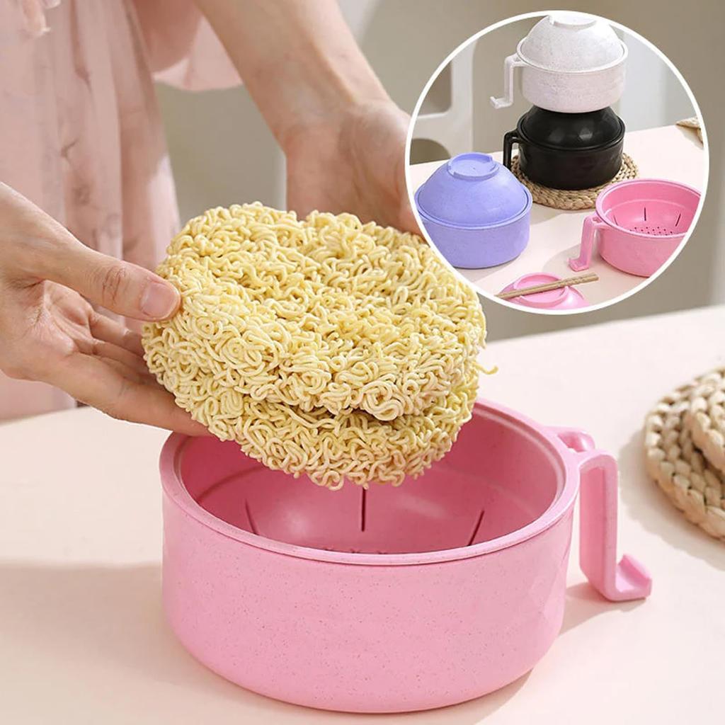 Instant Noodle Bowl Student Large Fiber Ramen Bowl Canteen Tableware Set Soup Six-piece Set