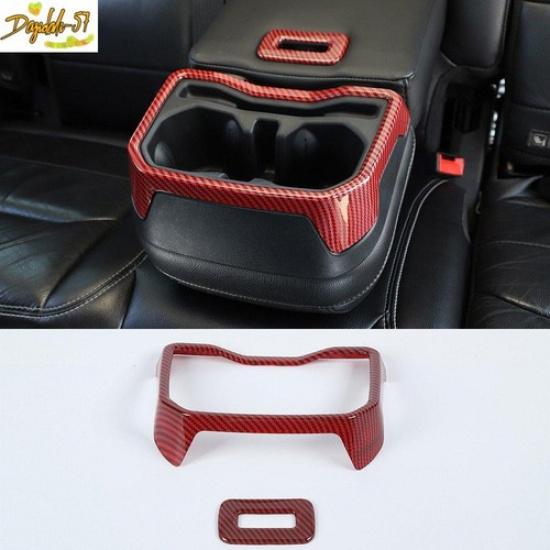 Red Carbon ABS Rear Armrest Cup Holder Panel Trim Fit For Jeep Wrangler JL 18-22