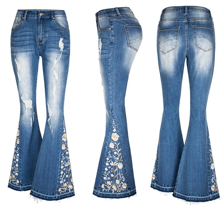Women's 3D Embroidery Flare Jeans