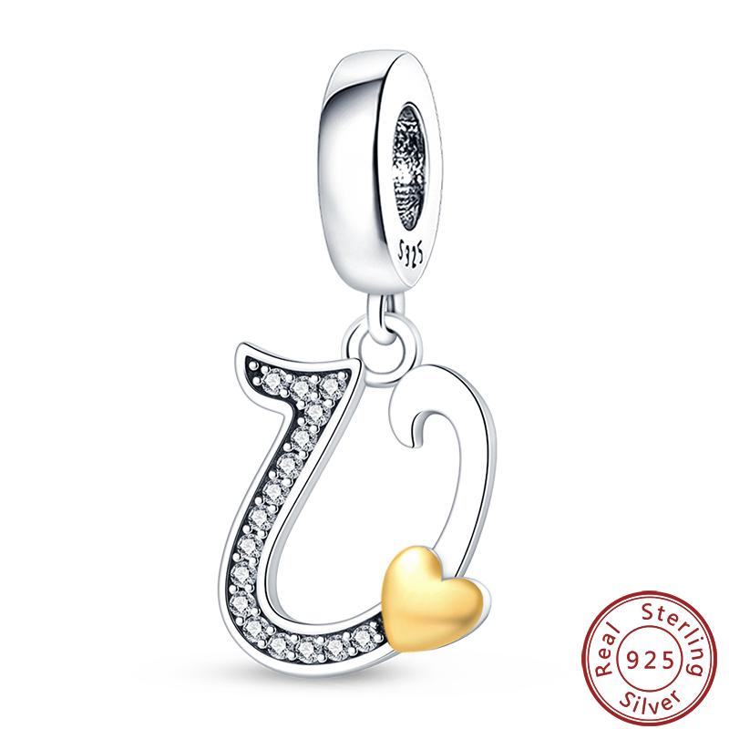 26 English Letter Series Copper Gold Heart-Shaped Design Charms Beads 3Mm Diy Fine Jewelry Making
