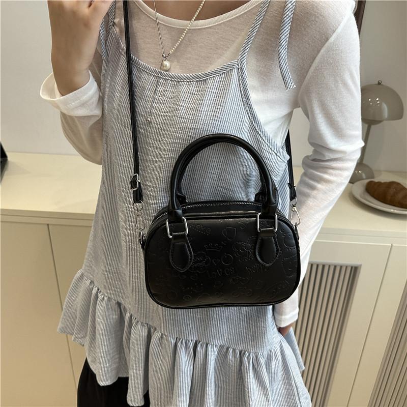 Carto Print Design Women's Pu Leather Shoulder Bags Solid Color Simple Ladies Crossbody Bag Casual Girls Phe Handbags Purse