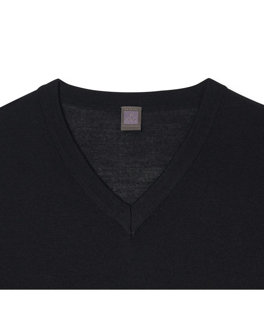 IOLO Silk Blended V-Neck Sweater_Black