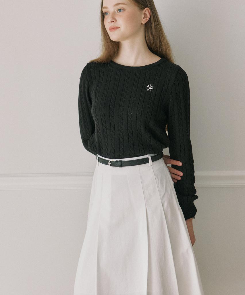 Our Hope Belt Set Midi Pleated Elastic Skirt - White