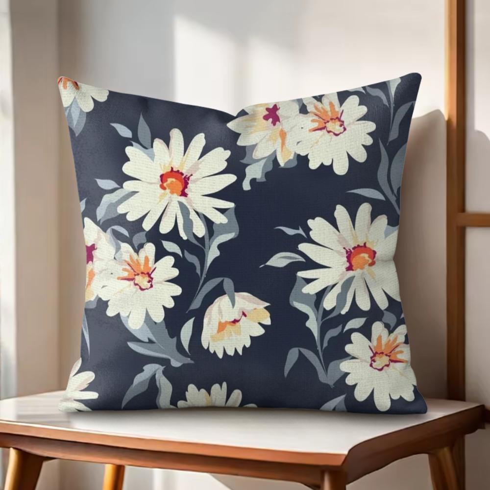 Classic Fresh Floral Pattern Cushion Cover Natural Linen Organic Fabric DoubleSided Printing Couch Pillow Covers Home Decor