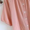 Summer Mid-long Style Women's Short Sleeved Pajamas Nightgowns Thincotton Cardigan and Round Neck Simple Solid Color Sleep Dress