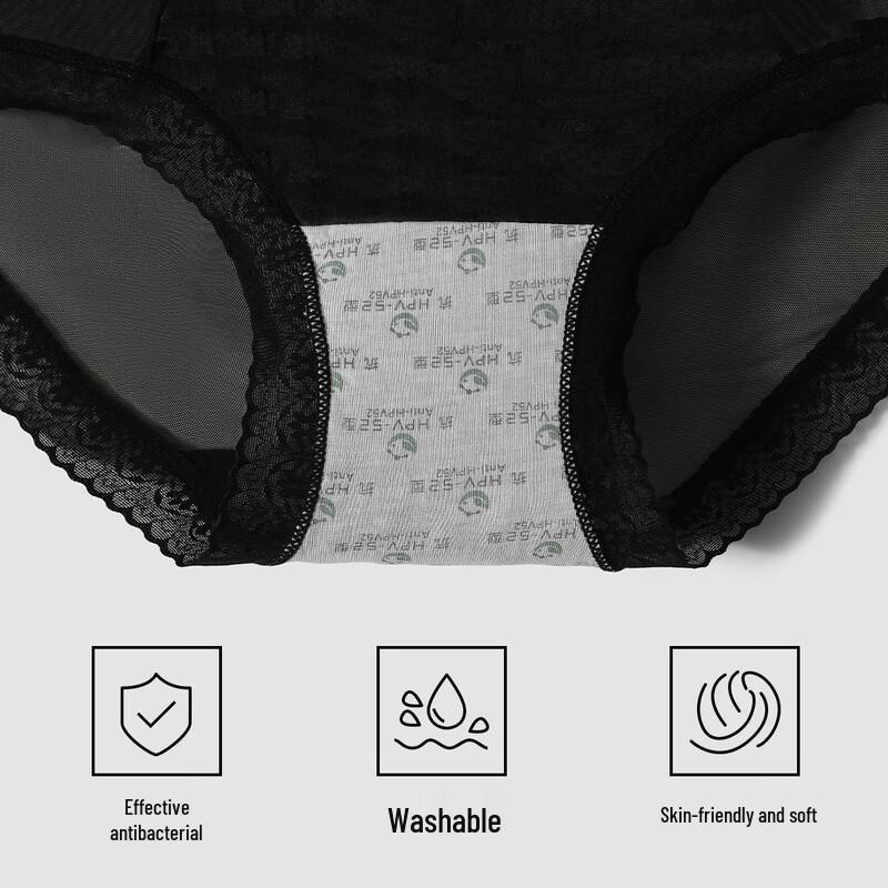 YOUKESHU Women's Seamless Lace Antibacterial Briefs - 3 Pack