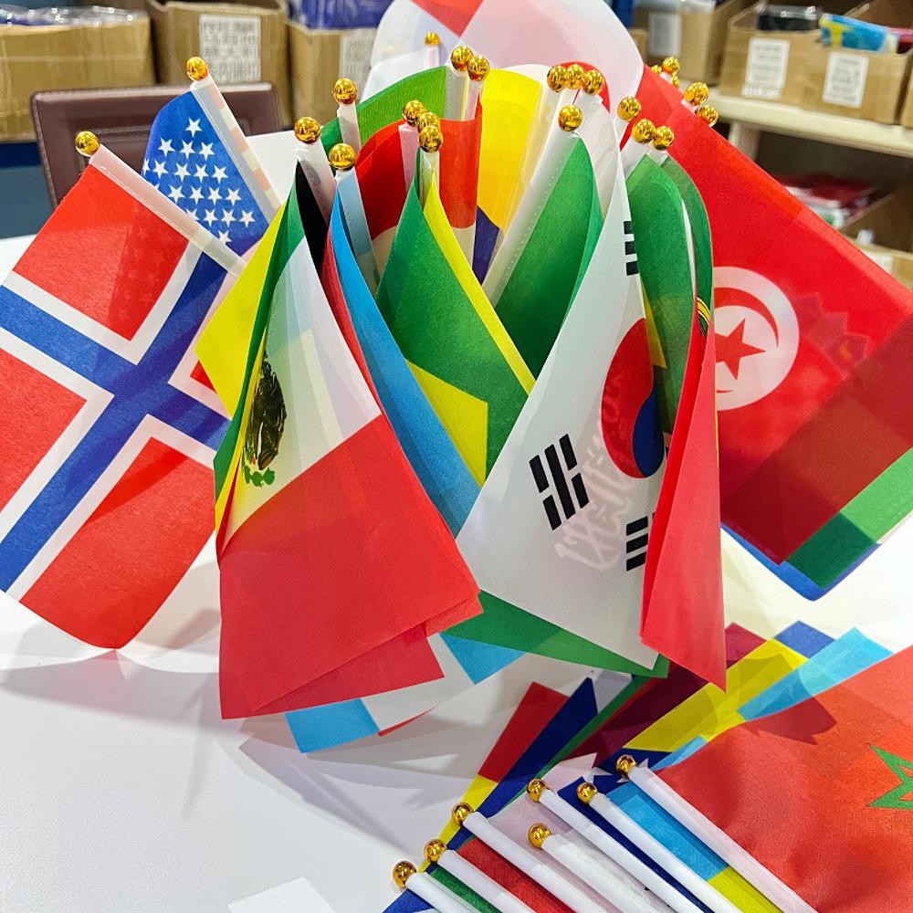 2026 48/pcs/setHand Held National Flag14x 21cmCountry Flag NEW cup Countries Flag Bunting National String Banner Football Event (Beige,14x21cm) бежевый