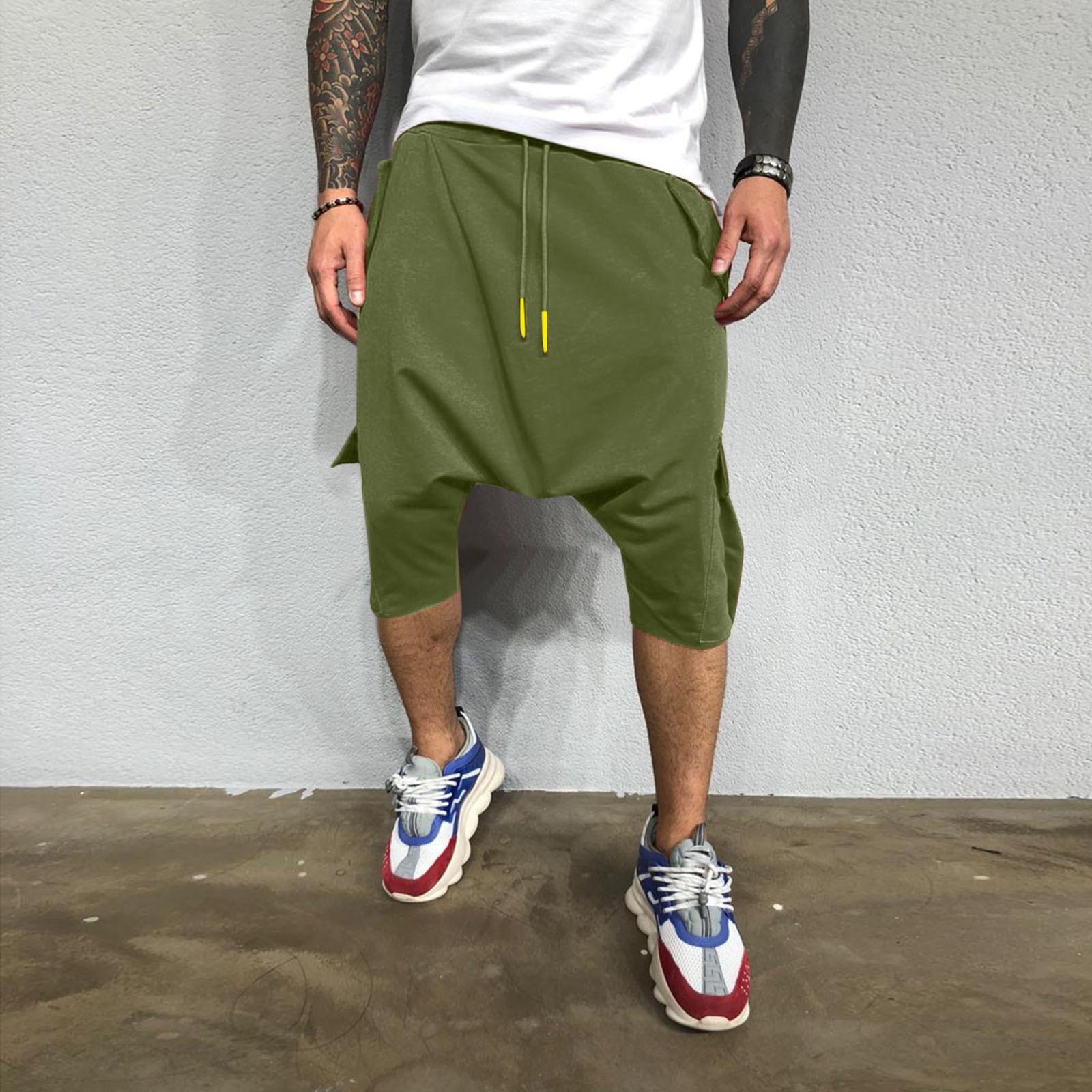 

Casual Sweatpants For Men Hip Hop Trend In Europe America Loose Solid Street Sports Harlan Cropped Trousers Men S Clothing S зелений