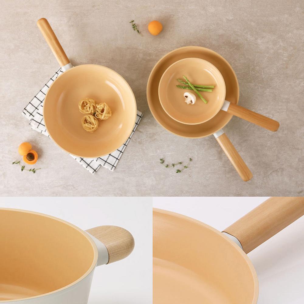 Neoflam Breeze Induction Frying Pan & Pot (18cm, 20cm, 24cm, 28cm) No PFAS Beige