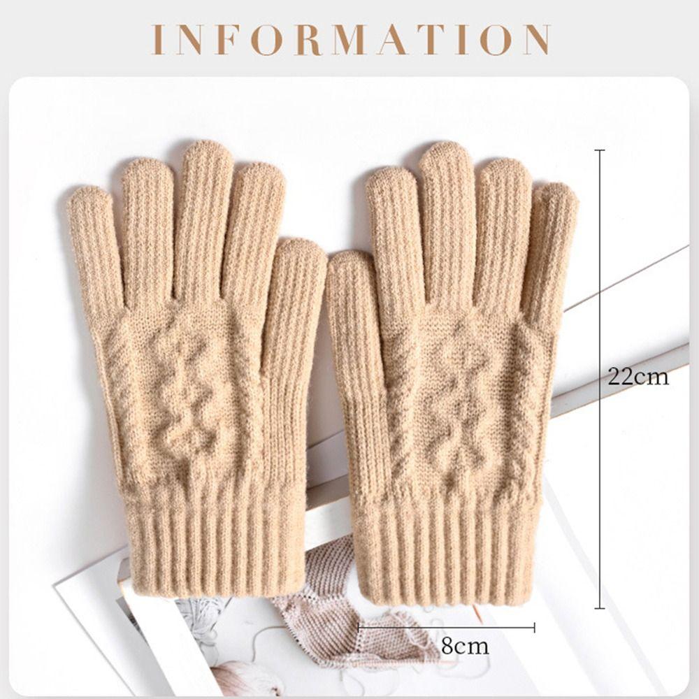 Touch Screen Warm Gloves Thicken All Finger Gloves Daily Knitted Mittens  for Autumn Winter