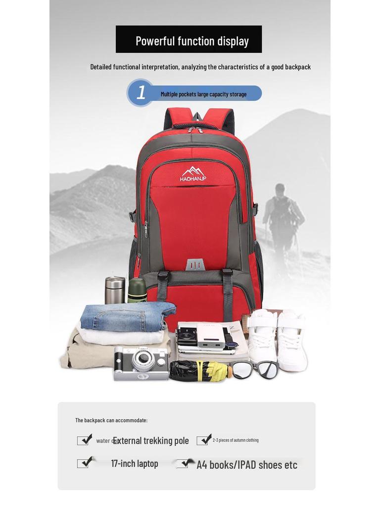 Men's Large Capacity Multifunctional Hiking Backpack - Lightweight Outdoor Travel Bag