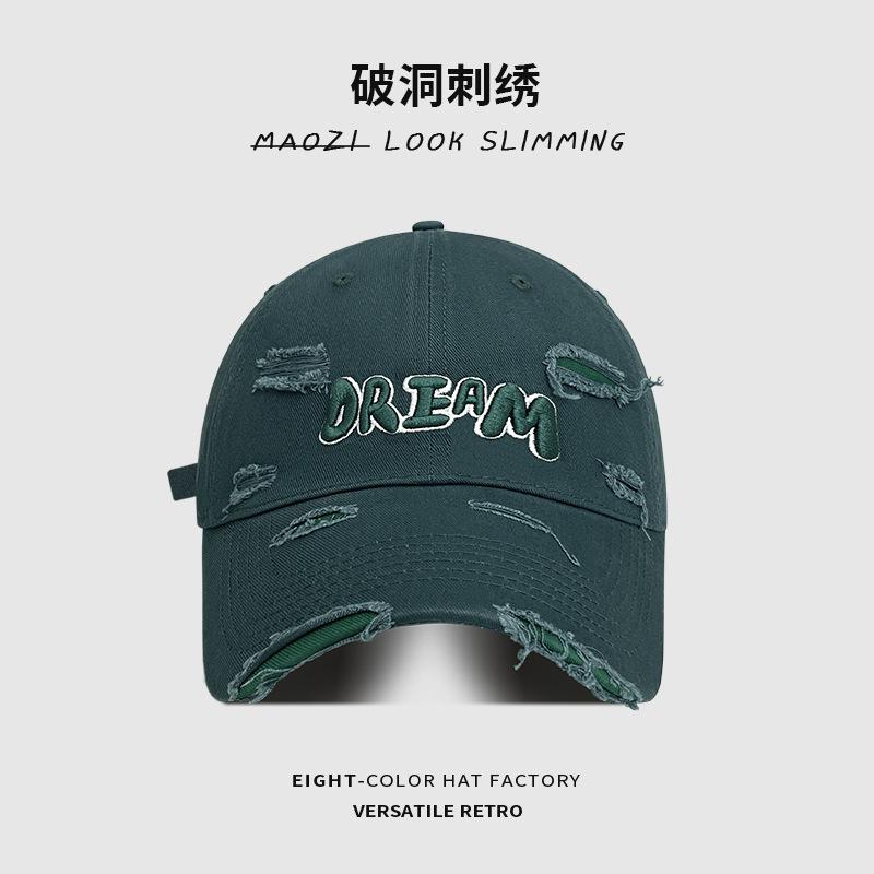 Big head circumference baseball cap women's spring summer hole visor showing face small deep top couple versatile cap