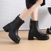 Fashion High-value Martin Boots Women's Autumn Versatile New Small Thick-soled Heightening Black Thin Short Boots