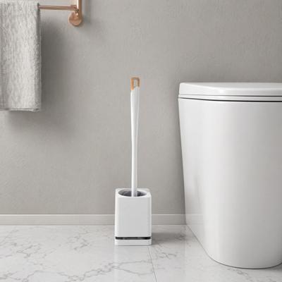 Wall Mounted Toilet Brush, Sanitary Toilet Scrubber with Hole-Free Design And Drainage Base, High-Density Bristles Non-Slip Handle Hygienic Cleaning