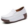 Spring and Summer Women Fashion Loafers Genuine Leather Moccasins Autumn Slip-on Casual Round Toe Wedge Platform Rocking Shoes