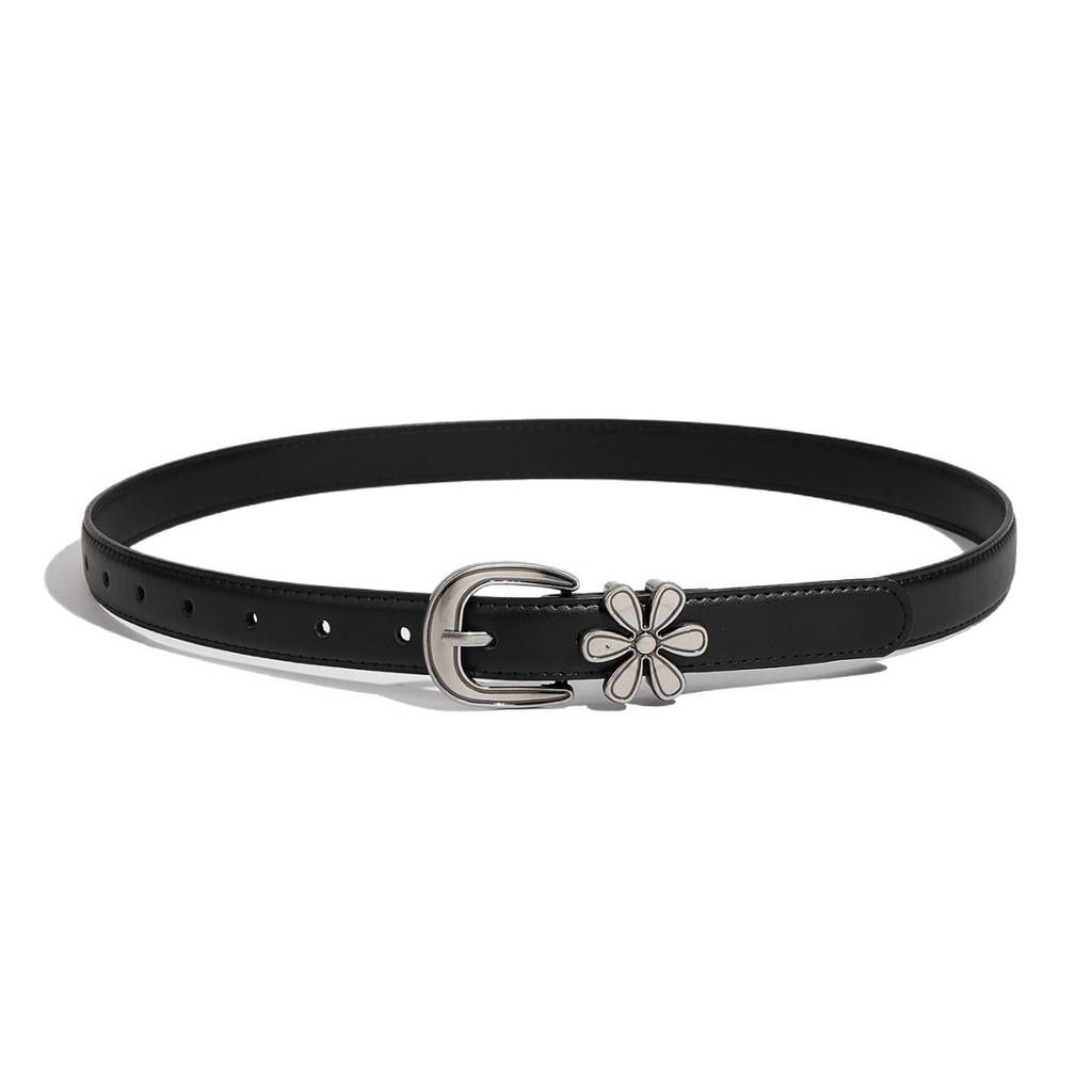 Fashion Womens Flower Embossed Pu Belt With Zinc Alloy Pin Buckle For Casual Wear