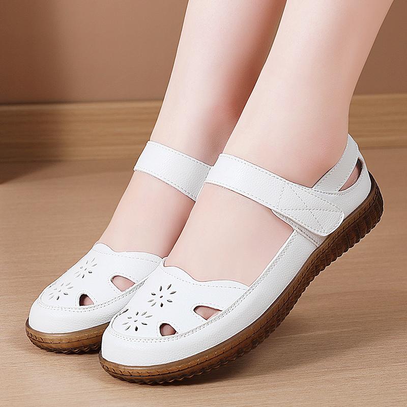 

Женские сандалии летние Мэри Джейн пляжная обувь белые туфли на плоской подошве повседневные мягкие сандалии для ходьбы для девочки большого размера EU:42 белый