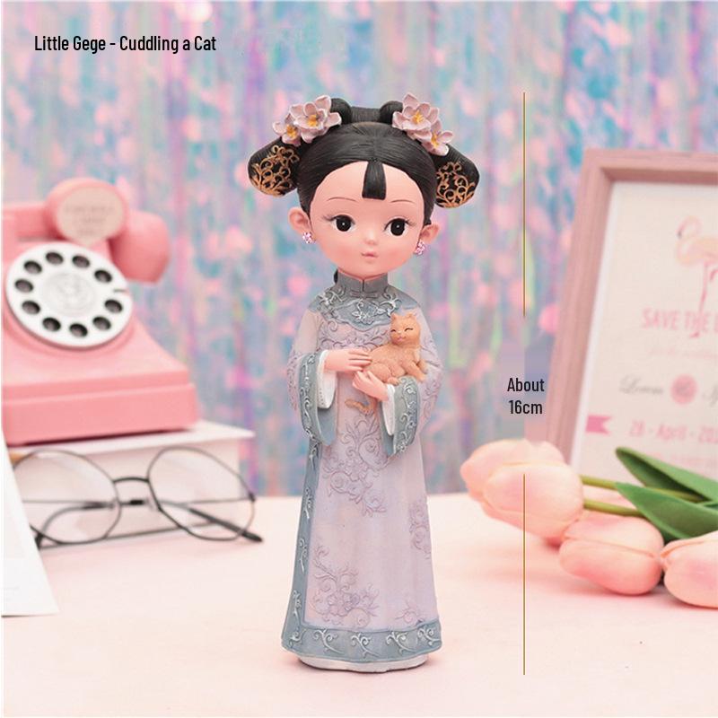 Boneca Princesa Estilo Antigo Xianci de Resina: Ornamento de Mesa Elegante e Presente para Menina