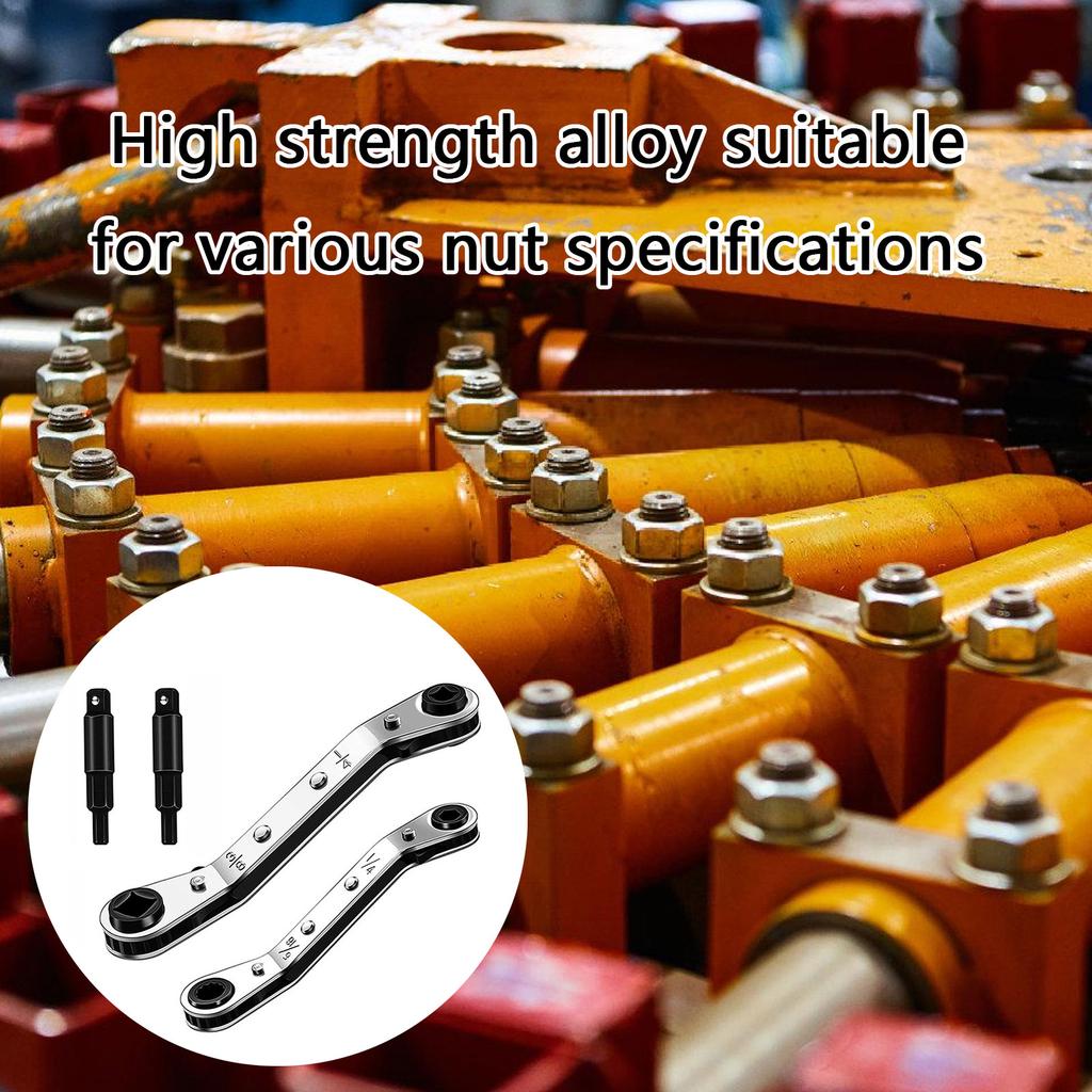 Service Wrench Refrigeration Wrench With 2Pcs Hex Bit Adapter For Air Conditioning Refrigeration Tool Equipment Repair