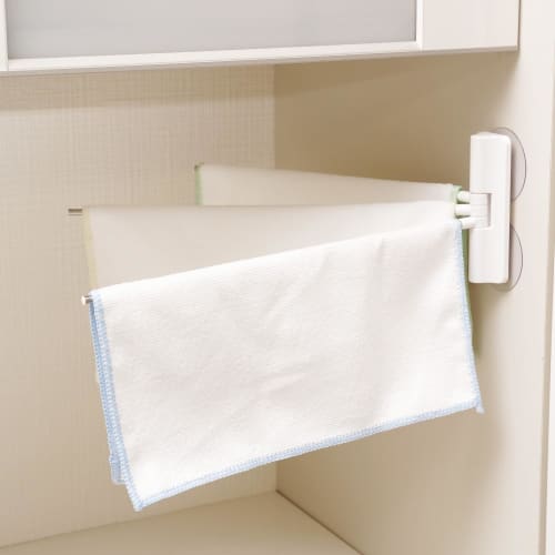 LEC Dishcloth Rack, White (Choose Between Suction Cup or Adhesive Installation), 300g Weight Capacity, Rust-resistant Stainless Steel Pipe