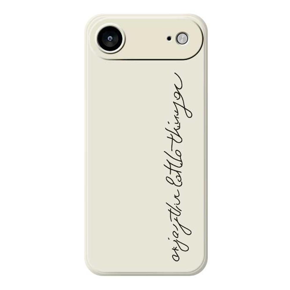 

For iPhone 17 Air Case WordArt Pattern Printing Straight Edge TPU Phone Back Cover Beige