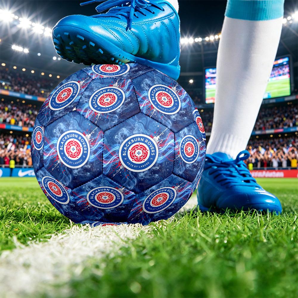 Blackburn Rovers Football Stampato Taglia 5 Pallone da Calcio BFootball, Antiscivolo Pallone da Calcio per Partite Adulti Souvenir per Tifosi di Calcio