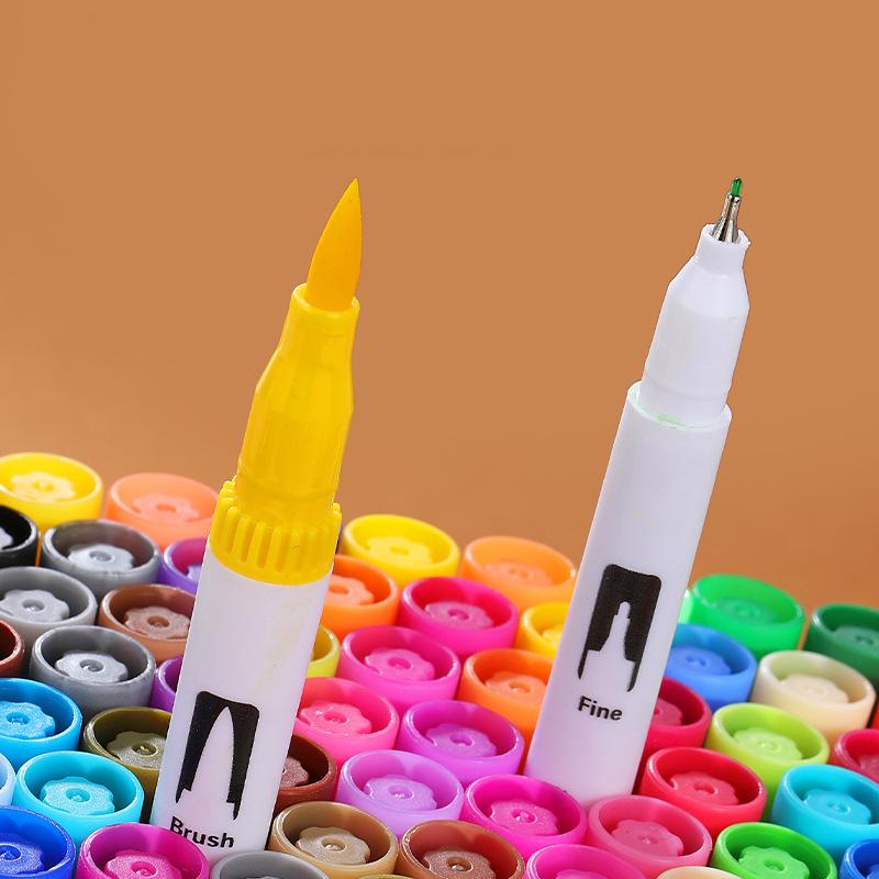 12 Colors Drawing Watercolor Art Markers Pen, Double Tip Brush Fineliner Colouring Painting Pens Set, Art Stationery Supplies