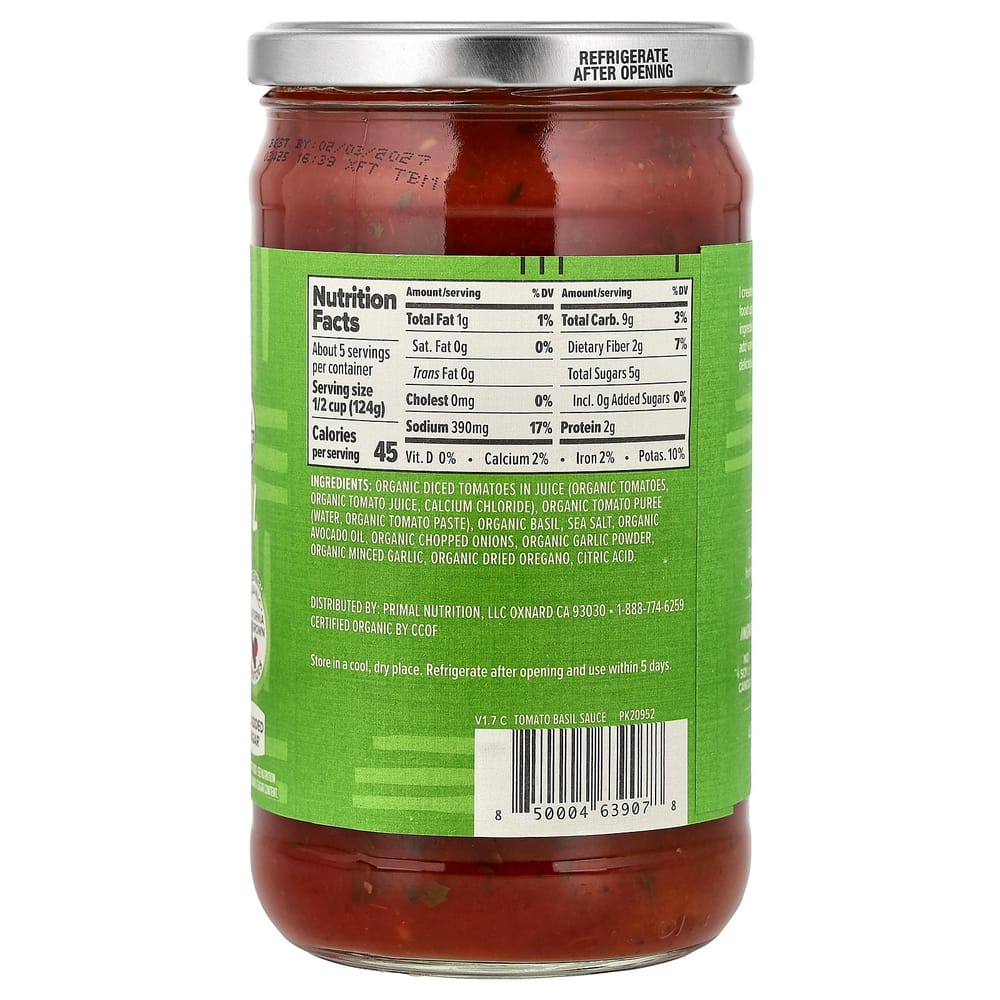 Primal Kitchen Marinara Sauce, Tomato Basil, 680g (24oz)