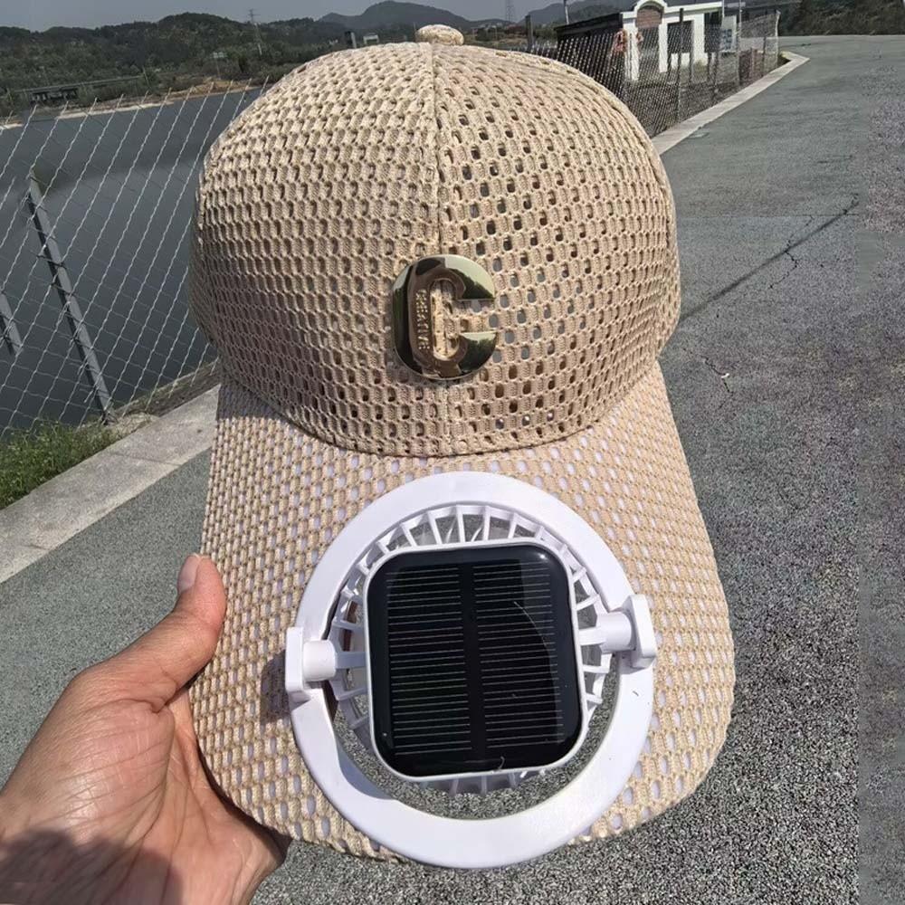 Portable Solar Powered Fan Baseball Cap Adjustable 300mA Rechargeable Fan Hat Long-lasting Versatile Cooling Mesh Peaked Cap