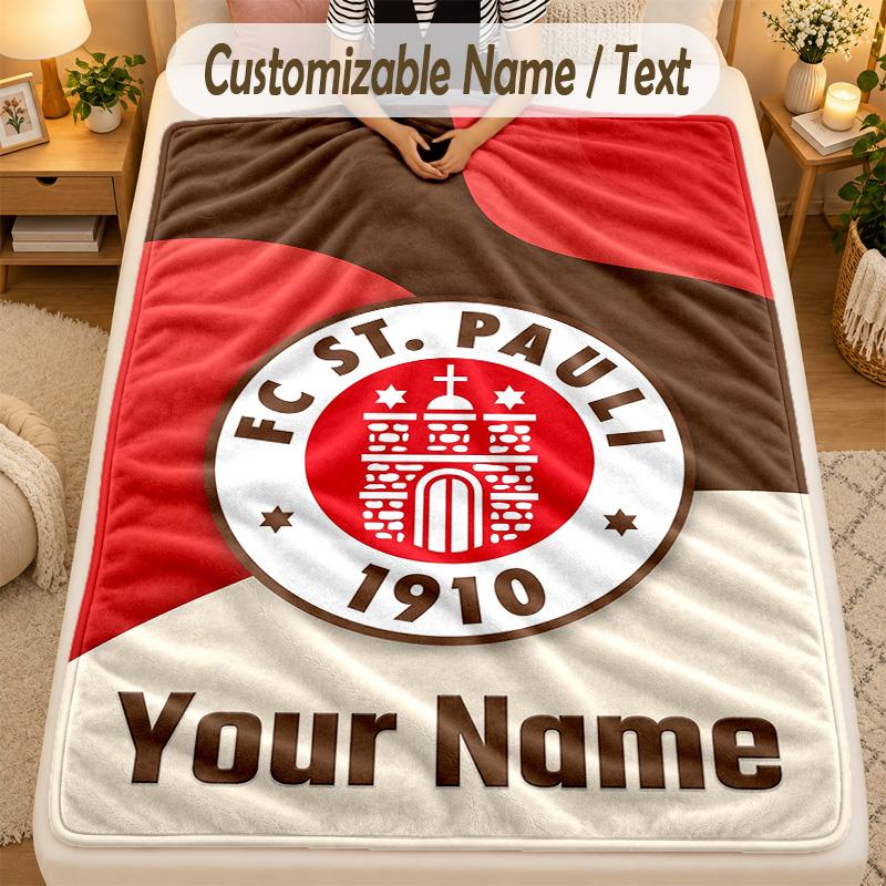 FlaneldeckeFC St. Pauli Personalisierte Weiche Warme Decke mit Individuellem Namen Text Heimdekoration Geschenk