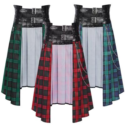 Pleated Skirt Gothic Style Skirt Plaid Skirt Men's Skirt