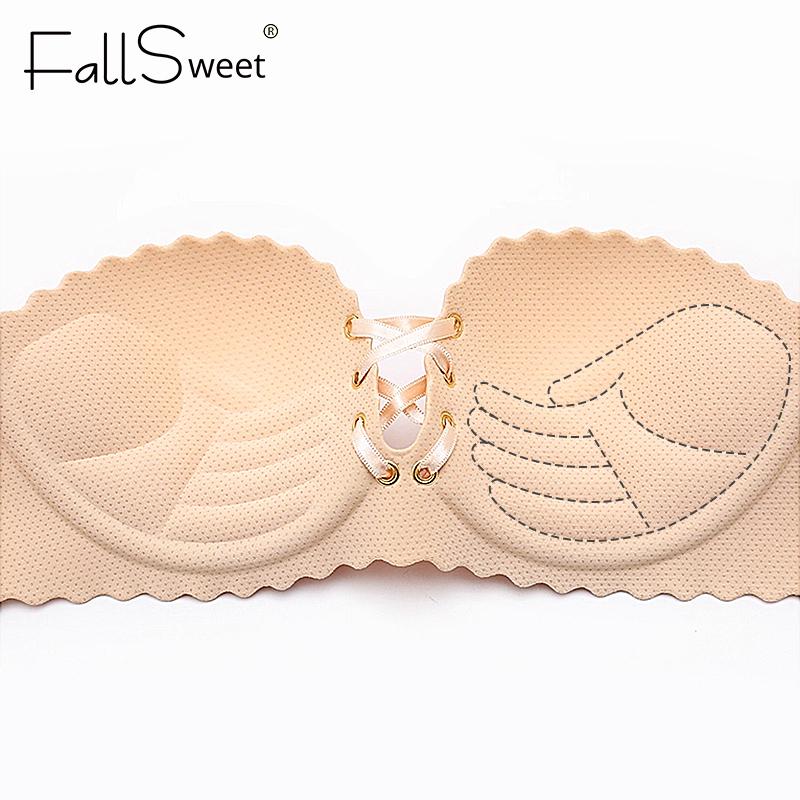 Strapless Push Up Bra for Women Seamless Brasssiere Sexy Lace-Up Bra Small Chest Gathered Bras Wireless Ladies Lingerie