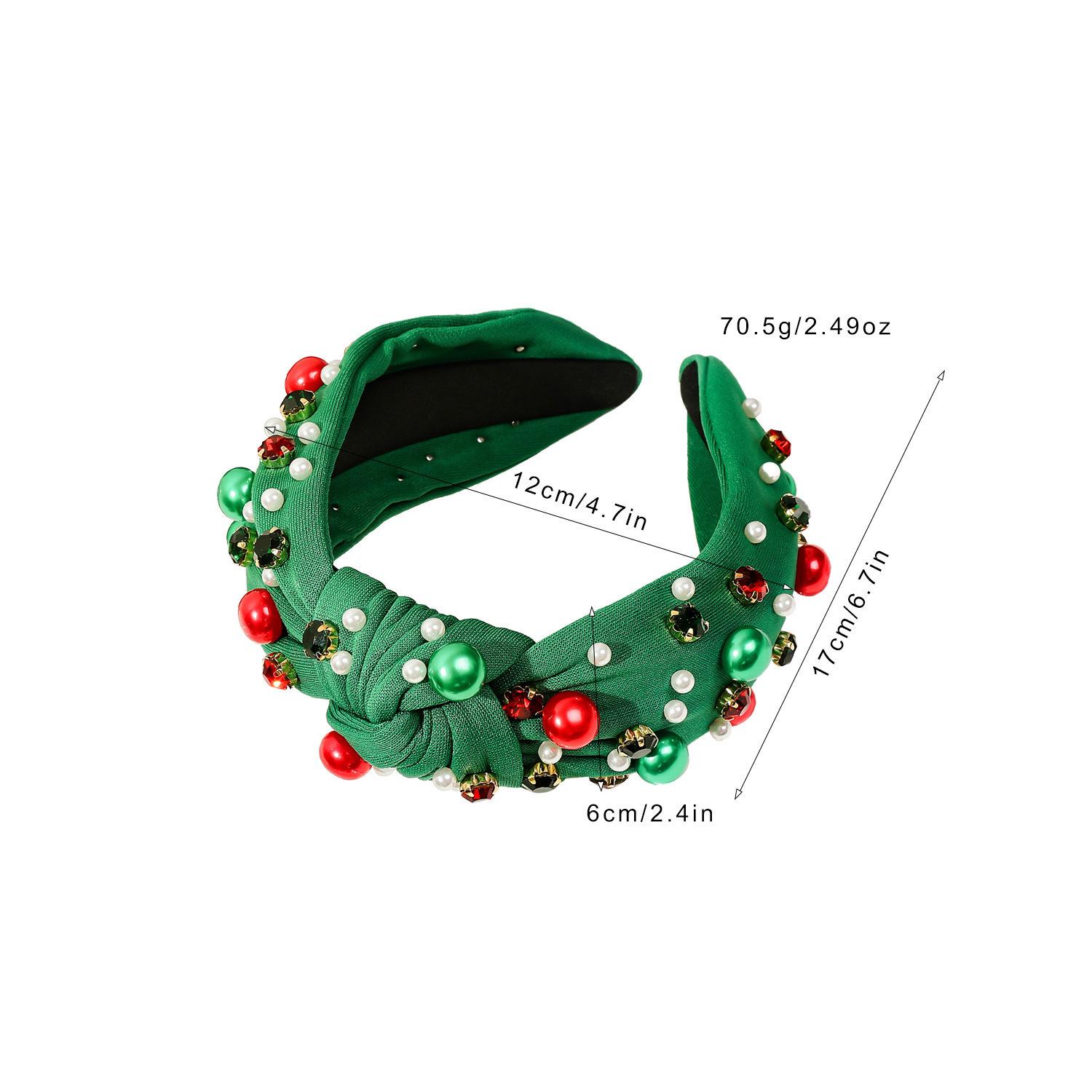 

Повязка на голову Санта Клауса с жемчугом и стразами для женщин - Рождественский аксессуар для волос Red Pearl Headband