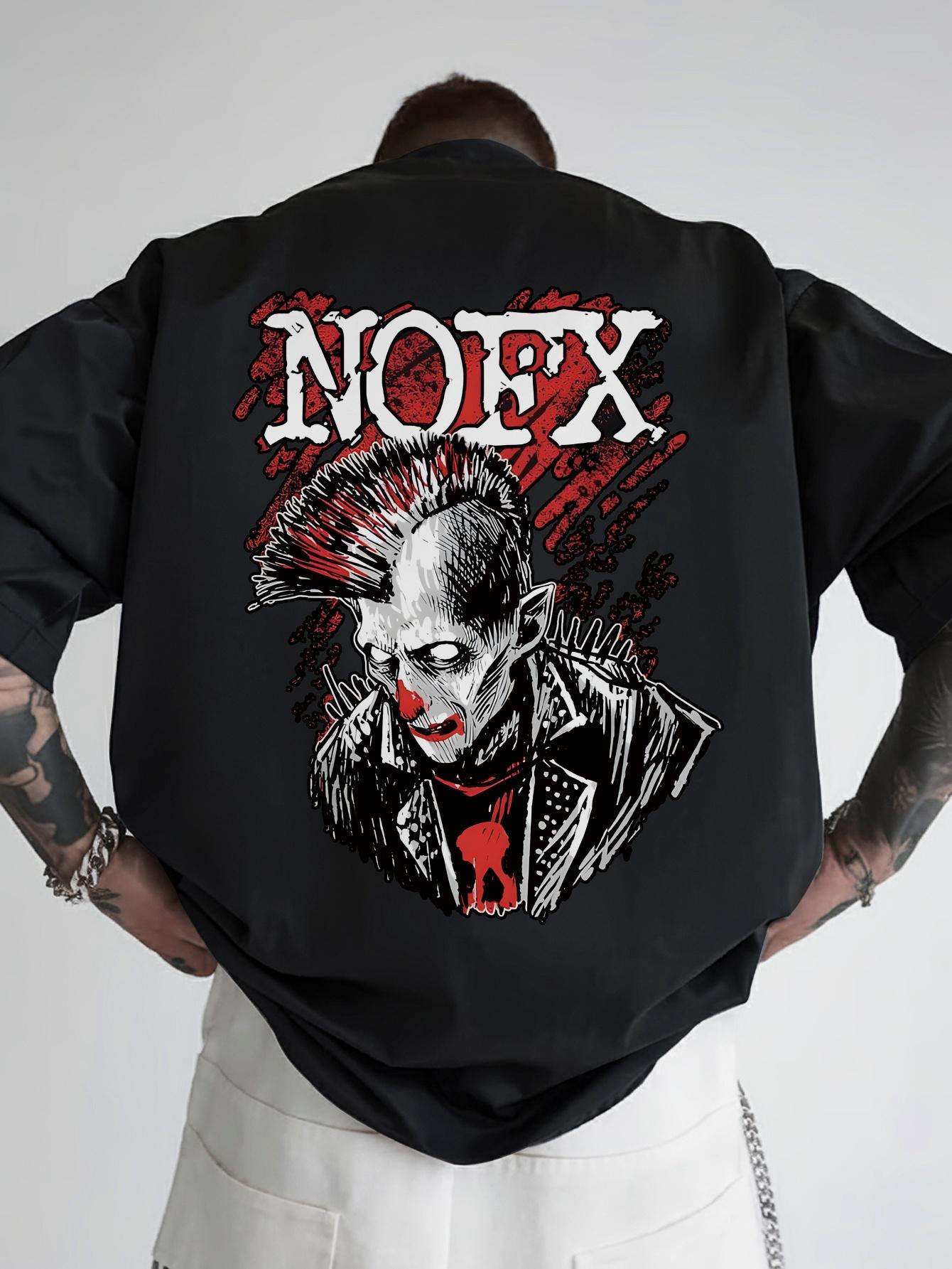 

Vintage Rock Band Graphic T-shirt - Black Short Sleeve Round Neck Casual Tee with Clown & Red Splatter Art M