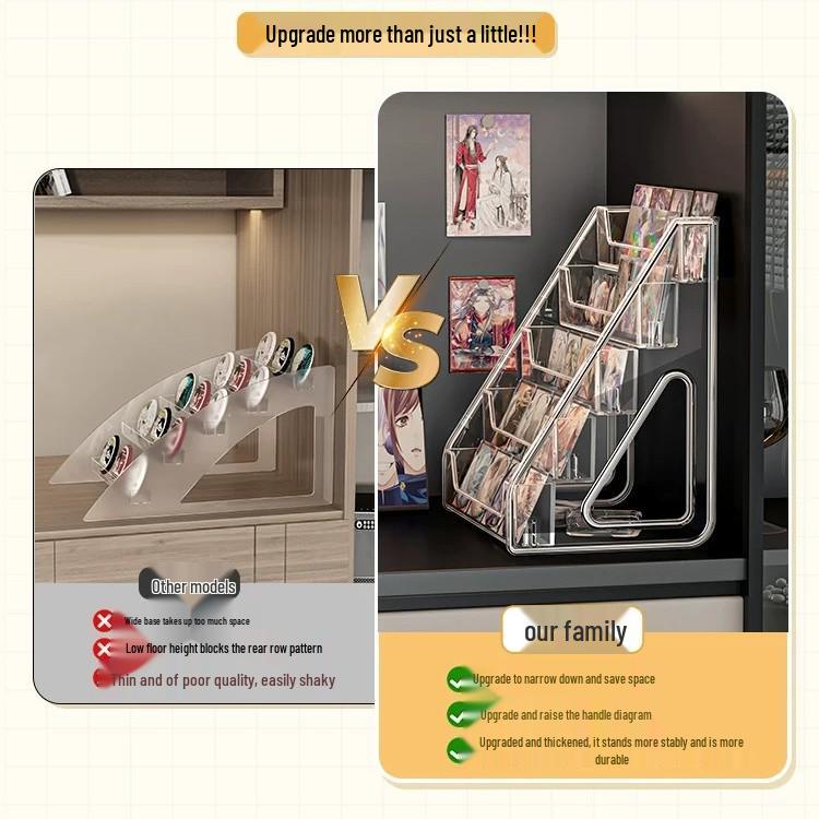 Soporte de Exhibición Acrílico de Varios Niveles para Insignias, Tarjetas y Almacenamiento Gacha