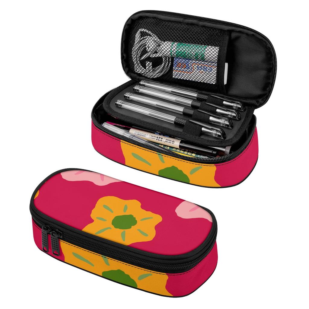 Pen Case 300D Polyester Organized Storage Easy Open Zipper with Mesh Pocket Removable Divider and Pen Slots for Boys Girls