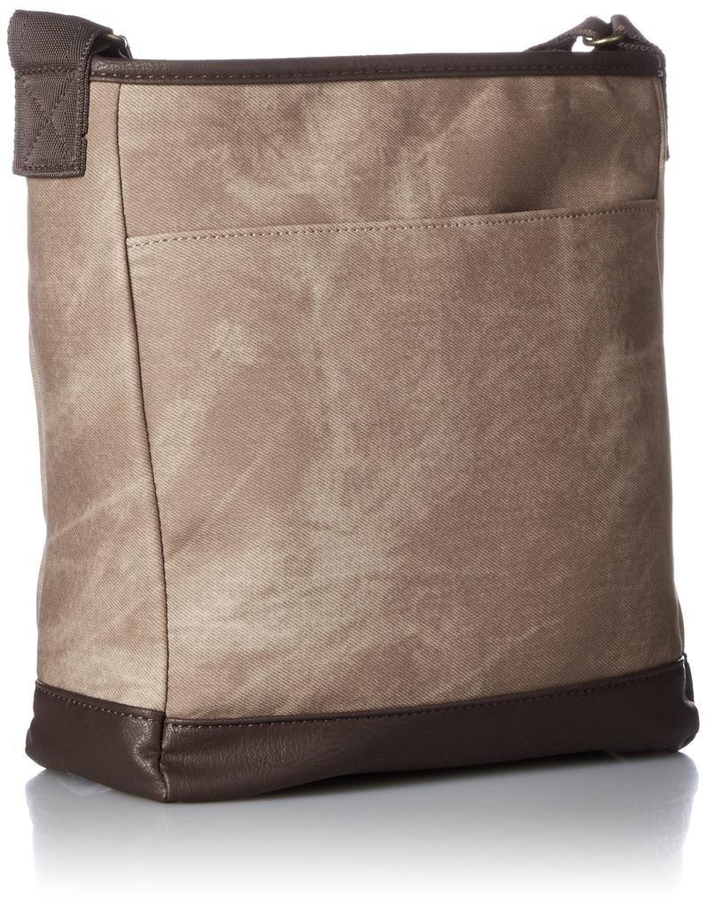 Cubic Core Shoulder Synthetic Bag, Denim-Look Leather, Brown, 1701-1855