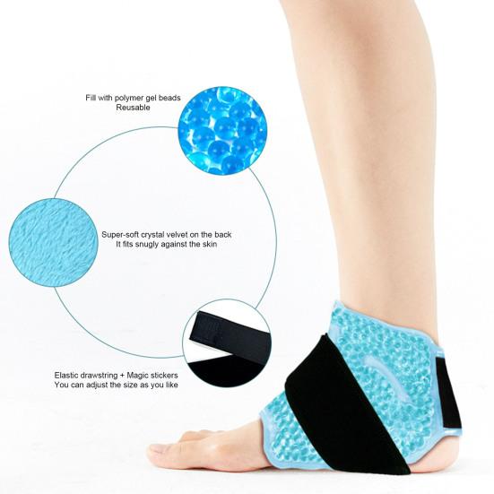 Ankle Ice Pack Wrap for Foot Discomfort Reusable Gel Cold Hot Compression Therapy for Swelling Plantar Fasciitis Achilles Tendonitis Sprained