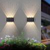 Solar Outdoor Wall Lamp Warm Light Up and Down Courtyard Fence Lamp 2 Pack Automatic Switch Terrace Porch Wall Lamp Black