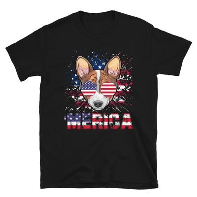 Super Cool Dog Merica July 4th of July  USA US Flag T-Shirt