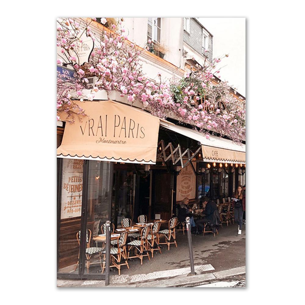 

Розовый цветок настенный плакат с принтом Парижская башня модная девушка настенное искусство современный пейзаж холст живопись для гостиной настенные панно 30x40cm No Frame