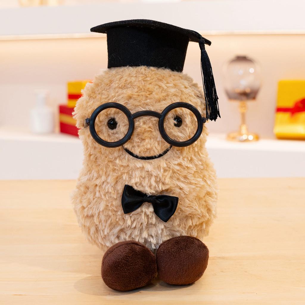 Potato Plush Peanut Doll Wearing A Doctoral Cap Tie And Glasses Design For Gift