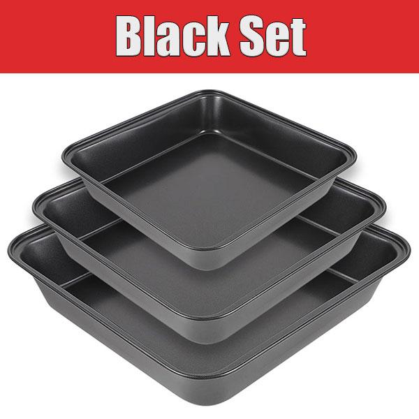 3 Pieces Cake Baking Pans Set Nonstick Square Baking Mold Pan Carbon Steel Brownie Lasagna Bread Pans Bakeware Accessories
