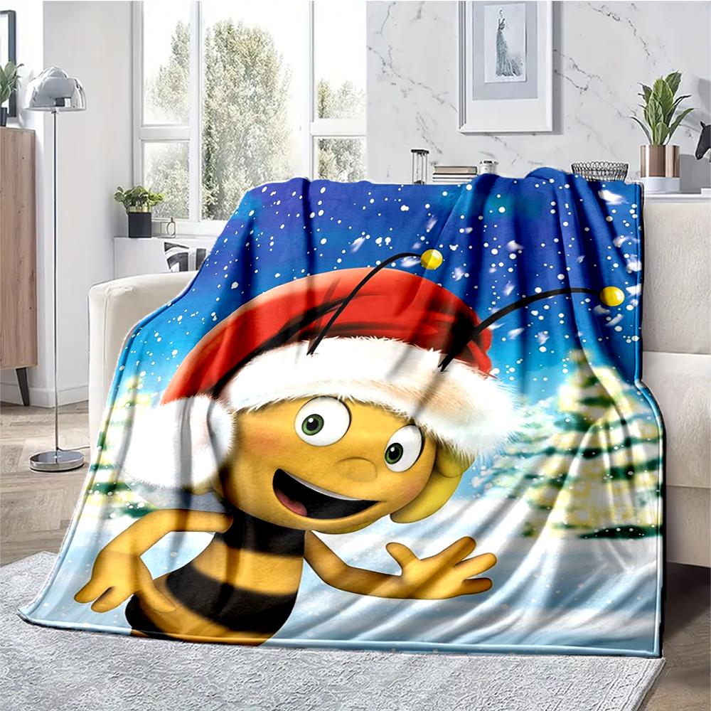 Maya the Bee Theme Printed Blanket - Perfect for Couch, Bed, Travel & Outdoor Use | Machine Washable, Cozy & Durable.