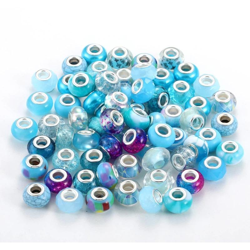 

DIY Bracelet with Large Hole Beads Bead Beads Loose Bead Jewelry Accessories 10pcs небо синє кольору