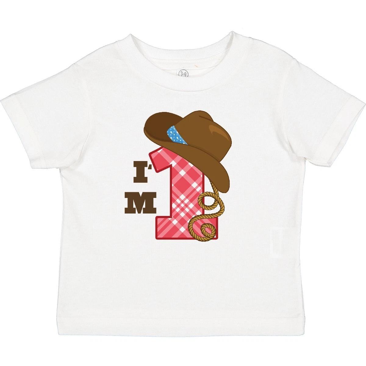 

Inktastic Cowboy 1st Birthday Western Baby kids boys T-Shirt First Kids Babys One Year Old 100