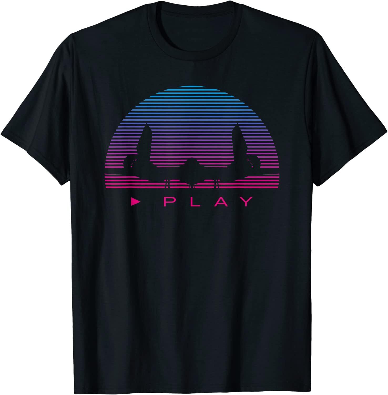 NEW LIMITED Synthwave Airplane Retro 80s Synthesizer Retrowave Tee T-Shirt S разноцветный