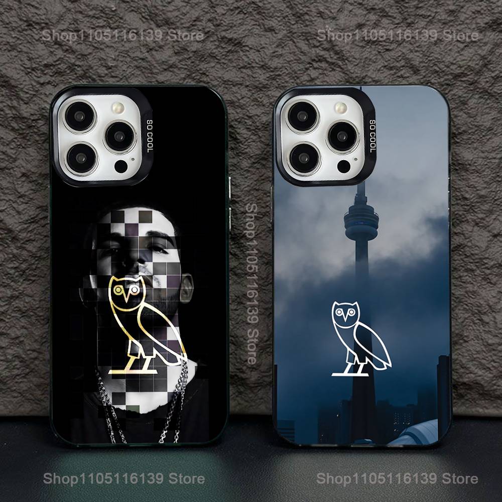 Custodia per Telefono D-Drake O-OvO OWL Per iPhone 16,15,14,13,12,11,Pro,XS,Max,Plus,Mini,SE Nera Caramellata Opaca Cover Antiurto